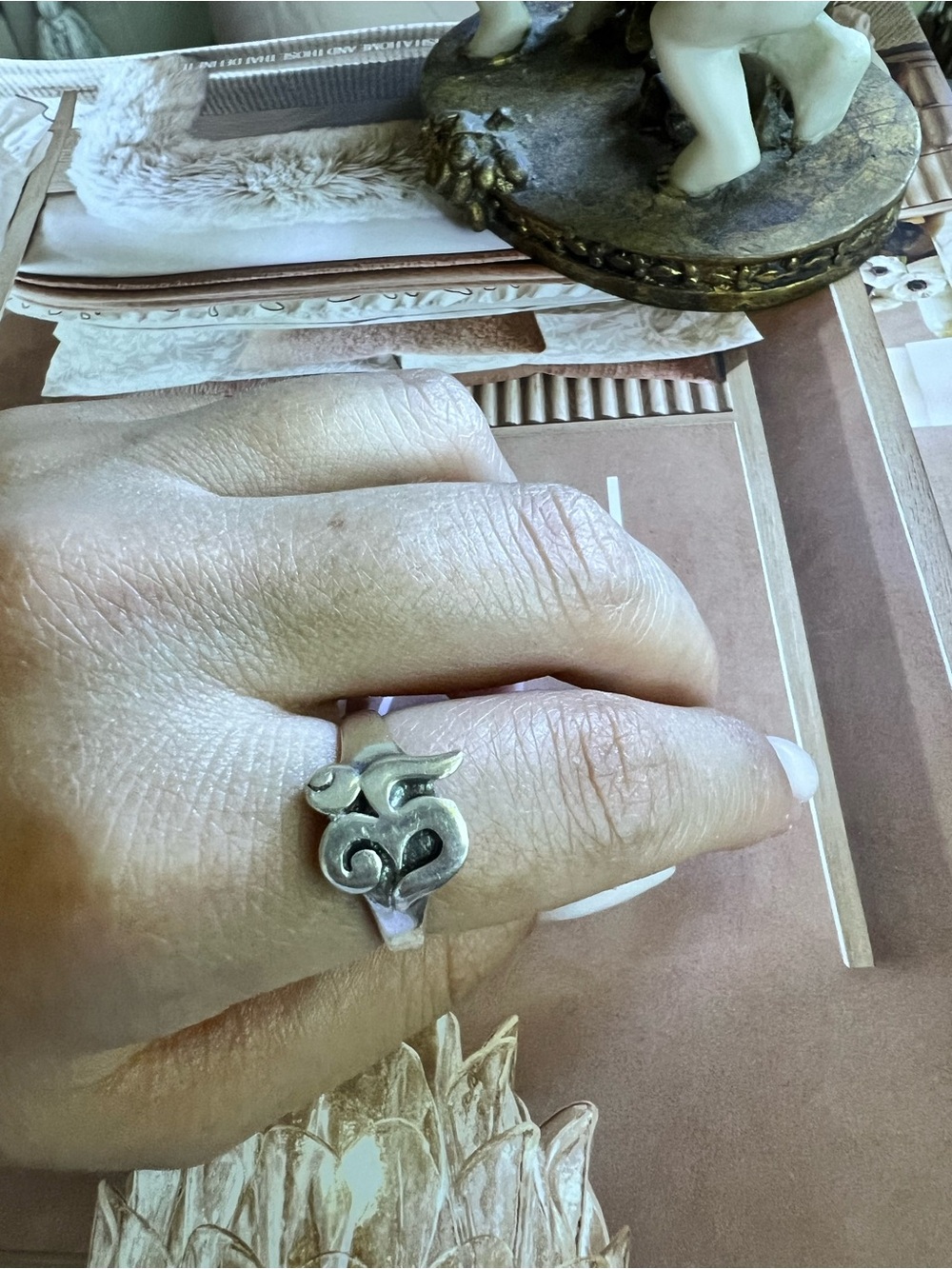 Hand Crafted Silver Om Ring in Silver